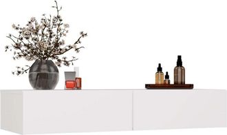 Topeshop MIKA - Toeletta da parete 110 cm con 2 cassetti - Bianco (camera)