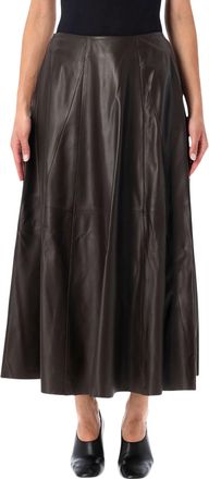 Arma Eleni Pleated Lambskin Leather Maxi Skirt