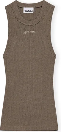 Ganni Brown Melange Knit Top - Size S