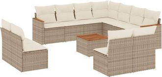 vidaXL Set De Sof&aacute;s De Jard&iacute;n 12 Pzas Y Cojines Rat&aacute;n Sint&eacute;tico Marr&oacute;n Vidaxl