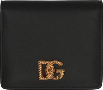 Dolce & Gabbana Compacte Wallet van Getextureerd Leer - Dames - Portefeuilles - Zwart - ONE Size - Leer - Accessoires