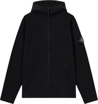 Stone Island Hoodie met ritssluiting van katoen interlock - Heren - Vesten met rits - Zwart - 2XL - Katoen - Hoodies & sweatvesten