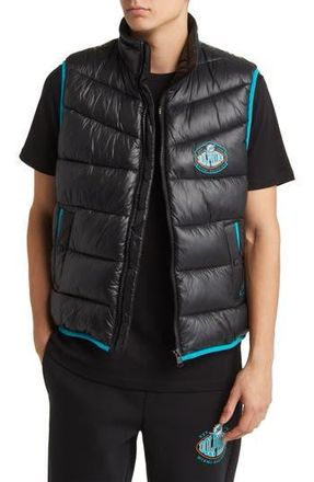 BOSS x NFL Corner Recycled Polyamide Puffer Vest in Miami Dolphins Black at Nordstrom Rack, Size X-Large