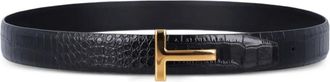 Tom Ford buckle-logo reversible belt - Black
