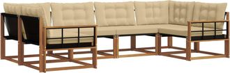 vidaXL Conjunto De Sof&aacute;s De Exterior 6 Uds. Natural Y Beige Vidaxl