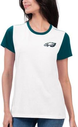 G-III 4Her by Carl Banks Womens G-III 4Her by Carl Banks White/Midnight Green Philadelphia Eagles Fashion Illustration T-Shirt at Nordstrom, Size X-Large