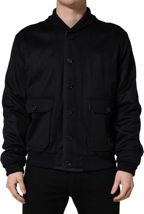 Dolce & Gabbana Black Cashmere Knitted Button Down Mens Jacket