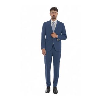 Michael Kors Single Breasted Suits, male, Blue, Size: 2XL Classic 2-button suit with side slits
