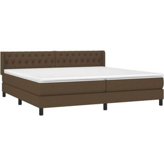 vidaXL Cama Box Spring Con Colch&oacute;n Tela Marr&oacute;n Oscuro 200x200 Cm Vidaxl