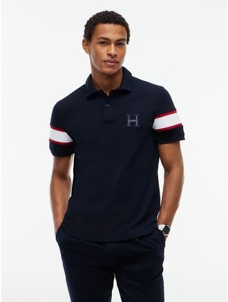 Tommy Hilfiger Mens Regular Fit Embroidered H-Logo Polo - Navy Blue - XXL