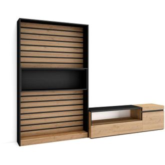 Skraut Home Skraut Home - Muebles De Sal&oacute;n Para Tv, Conjunto De Muebles Comedor, 260x186x35cm, Para Tv Hasta 65, Mueble Televisi&oacute;n, Estilo Moderno, Blanco Y Negro