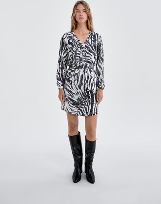 Ikks Womens Zebra Printed Dress - Black/White - Size 12 UK