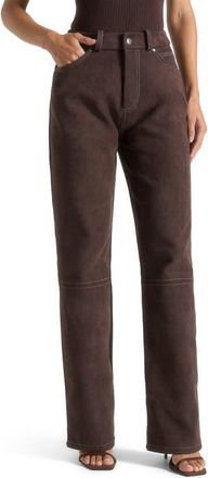 Mani&egrave;re De Voir Kalie Suede Boyfriend Jeans in Brown at Nordstrom, Size 12