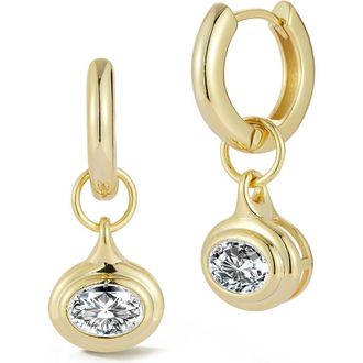 Glaze Jewelry Oval Moissanite Drop Huggie Hoop Earrings in Gold at Nordstrom Rack