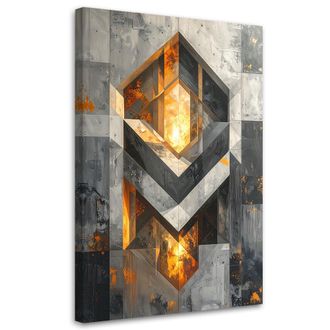 Feeby Cuadro En Lienzo Abstracci&oacute;n En 3d Gris De Estilo Industrial 70x100