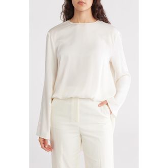 Theory Long Sleeve Silk Cape Top in Ivory at Nordstrom Rack, Size Petite