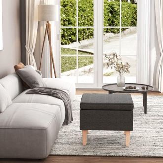 vidaXL Poggiapiedi con Gambe in Legno Grigio Scuro in Tessuto - Vidaxl