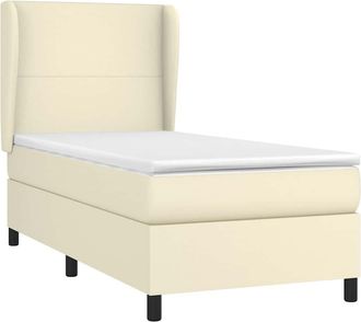 vidaXL Cama Box Spring Con Colch&oacute;n Cuero Sint&eacute;tico Crema 80x200 Cm Vidaxl
