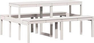 vidaXL Vidaxl - Mesa De P&iacute;cnic Madera Maciza De Pino Blanco 160x134x75 Cm
