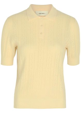 Lisa Yang Christine Pointelle Cotton and Cashmere-blend top - Yellow - 2 (UK 12-14 / M-L)