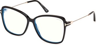 Tom Ford Blue Light Block Browline Ladies Eyeglasses FT5953-B 001 55