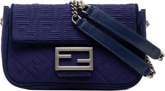 Fendi Pre-owned Fendi Zucca Embossed Technical Fabric Chain Midi Baguette Ladies 8BR793 AHW5 19 0189