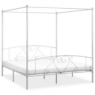 vidaXL Giroletto Baldacchino senza Materasso Bianco 180x200 cm Metallo - Vidaxl