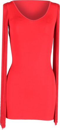 Moschino Couture Fringe Sleeve Mini Dress in Red Viscose