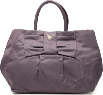 Prada Pre-owned Handbags, female, Purple, Size: ONE SIZE Pre-owned Bow Detail Top Handle Bag