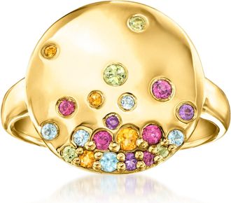 Ross-Simons Multi-Gemstone Disc Ring in 18kt Gold Over Sterling