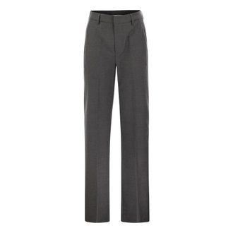 Dondup Janice Wijde Pijpen Pantalon - Dames - Broeken - Grijs - Maat: XL Wol