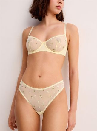 Miiyu Womens Embroidered flowers mesh thong Recycled polyester