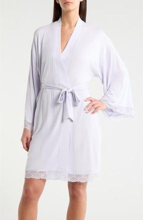 Nordstrom Moonlight Eco Lace Trim Robe in Purple Puff at Nordstrom, Size X-Small