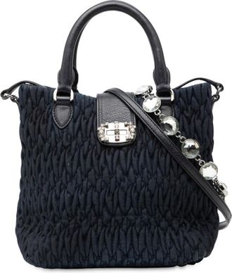 Miu Miu Pre-owned Miu Miu Matelasse Denim Crystal Satchel Ladies 2PO30SXQVG5MC82T