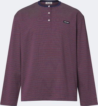 Miu Miu Camiseta con botones a rayas de algod&oacute;n