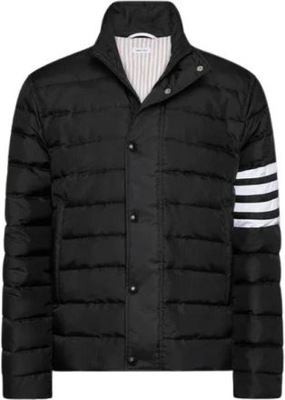 Thom Browne 4 Bar Jas in Glanzend Ripstop - Heren - Gewatteerde jassen - Zwart - L - Leer - Jassen