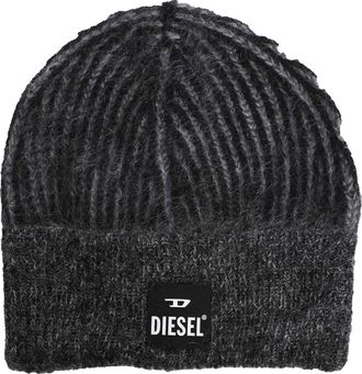 Diesel Heren K-Edro Logo Mohair Beanie (Zwart)
