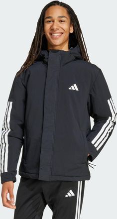 adidas Mens Climawarm 3-Stripes Insulated Hooded Jacket - Black - Size X-Large
