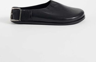 Asos Marshall sabot bassi in pelle vera neri-Nero