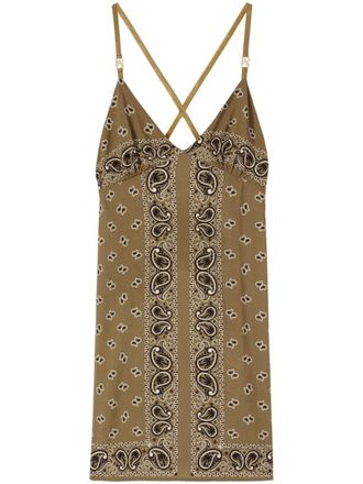 Palm Angels Slipdress met Palm Angels-paisleyprint