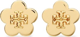 Tory Burch Kira Flower stud earrings - women - 18kt Gold Plated Brass - One Size