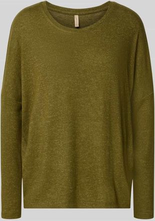 Soyaconcept Sweatshirt mit geripptem Rundhalsausschnitt Modell Biara in Oliv Melange, Größe XL