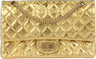 Chanel Reissue 2.55 Flap Metallic Leather Gold Calfskin Handbag (Pre-Owned)