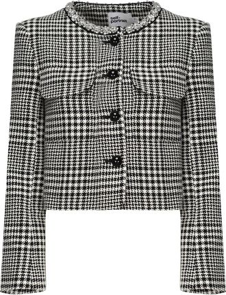 Self Portrait Houndstooth Jacket With Crystals