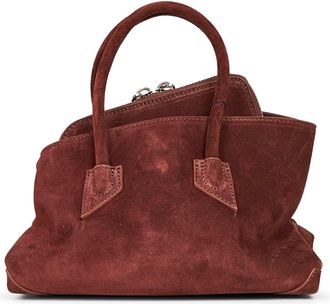 The Attico Womens Top Handle Bag La Passeggiata Mini Suede Brown Calf Leather Handbags Hand