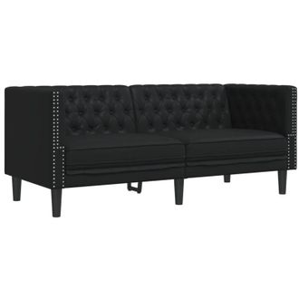 vidaXL Sof&aacute; Chesterfield De 2 Plazas Cuero Artificial Negro Vidaxl