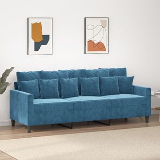 vidaXL Sof&aacute; De 3 Plazas Terciopelo Azul 180 Cm Vidaxl