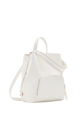 Desigual Womens Back_Half Logo 24 S Accessories PU Backpack MINI, Cream White, One Size