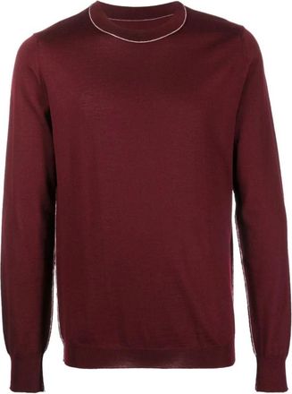 Maison Margiela Wollen trui met ronde hals - Heren - Ronde hals truien - Rood - S - Wol - Truien & Vesten