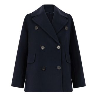 Max Mara Jassen, Dames, Blauw, XS, Wol, Camilla Pea Coat
